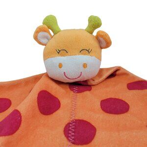 Carter's Giraffe Lovey Plush Orange 12" Square Pink Dots Sleeping Smiling 2010